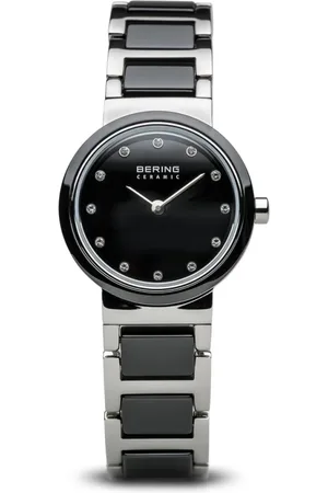 Bering Femme, Accessoires, Noir, Taille: ONE Size Montre en céramique pour femme 25 mm bracelet en acier inoxydable argent 10725-742