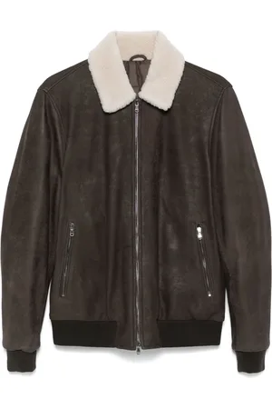 BARBA Homme, Vestes, Brun, Taille: L Veste en cuir élégante avec fermeture éclair