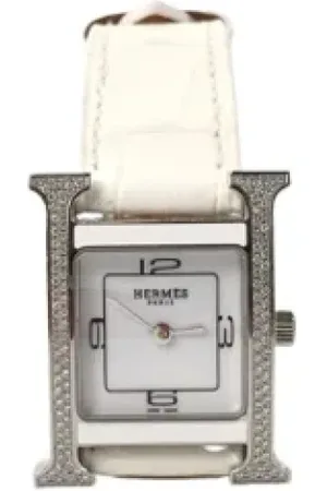 Hermès Femme, Pre-owned, Blanc, Taille: ONE Size Pre-owned Cuir montres