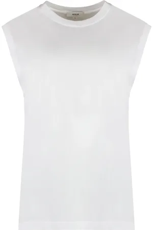 AGOLDE Femme, Tops, Blanc, Taille: 42 FR T-shirt en coton avec encolure côtelée