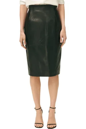 Brooks Brothers Femme, Jupes, Noir, Taille: 36 FR Jupe crayon en cuir taille haute