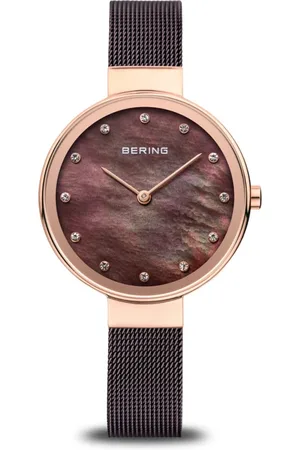 Bering Femme, Accessoires, Brun, Taille: ONE Size Montre pour Femme Classic 34 mm Bracelet Milanais Marron 12034-265