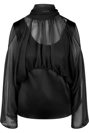 Alberta Ferretti Femme, Blouses et Chemises, Noir, Taille: 36 FR Haut en satin et organza