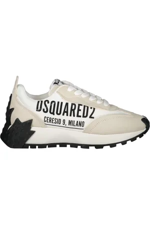Dsquared2 Femme, Chaussures, Blanc, Taille: 38 EU Baskets en cuir avec détail logo