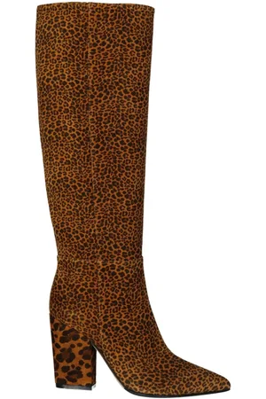 Sergio Rossi Femme, Chaussures, Brun, Taille: 36 EU Bottes Cheville Marron Imprimé Léopard Cuir