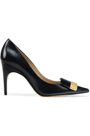 Sergio Rossi Femme, Chaussures, Noir, Taille: 35 1/2 EU Escarpins Noirs en Cuir à Bout Pointu