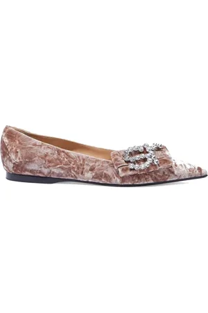 Sergio Rossi Femme, Chaussures, Multicolore, Taille: 40 EU Ballerines Marron avec Cristaux