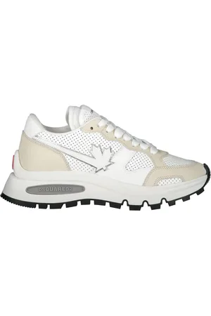 Dsquared2 Femme, Chaussures, Blanc, Taille: 38 EU Baskets en cuir avec détail logo