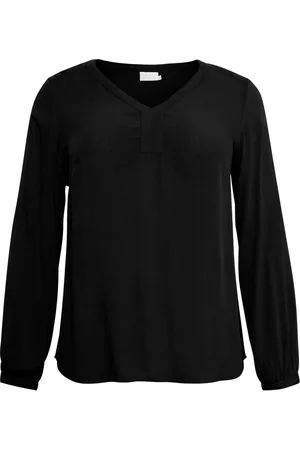 Kaffe Femme, Blouses et Chemises, Noir, Taille: 48 FR Blouse Noire Profonde Col en V