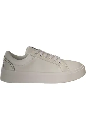 GCDS Homme, Chaussures, Blanc, Taille: 40 EU Baskets en cuir blanc avec insert gris