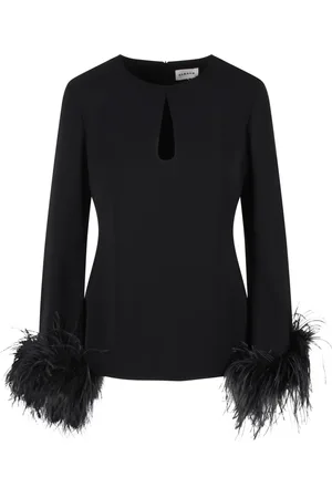 P.A.R.O.S.H. Femme, Blouses et Chemises, Noir, Taille: 42 FR Chemisier Poker à Plumes avec Col en V