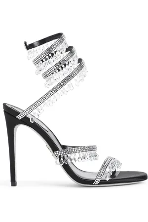 RENE CAOVILLA Femme, Chaussures, Noir, Taille: 39 1/2 EU Sandalette Chandelier en Satin Noir