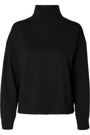 SELECTED Femme, Pulls, Noir, Taille: 42 FR Pull col roulé en laine mérinos - Noir