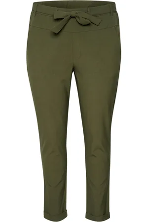 Kaffe Femme, Pantalons, Vert, Taille: 46 FR Pantalon ceinturé slim feuille de raisin