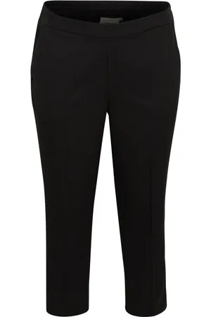 Kaffe Femme, Pantalons, Noir, Taille: 52 FR Pantalon Noir Cropped avec Taille Élastique