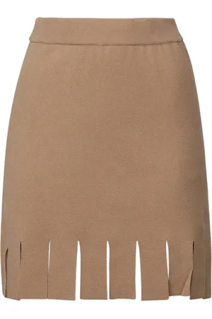 AKEP Femme, Jupes, Brun, Taille: 38 FR Jupe courte à franges camel