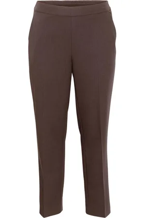 Kaffe Femme, Pantalons, Brun, Taille: 54 FR Pantalon Droit Java avec Taille Élastique
