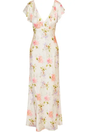 LOVESHACKFANCY Femme, Robes, , Taille: 40 FR Robe Maxi en Soie à Col en V et Héritage
