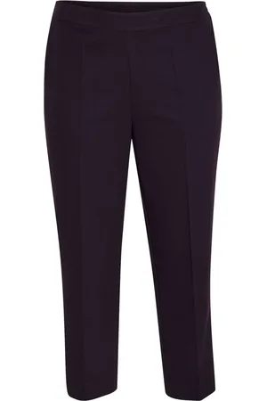 Kaffe Femme, Pantalons, Violet, Taille: 46 FR Pantalon Court Violet avec Taille Élastique