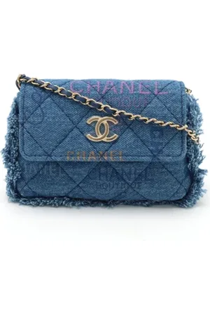 CHANEL Femme, Pre-owned, Bleu, Taille: ONE Size Pre-owned Denim sacs-bandouliere