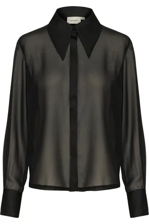 Gestuz Femme, Blouses et Chemises, Noir, Taille: 36 FR Élégante Chemise en Maille avec Poignets larges