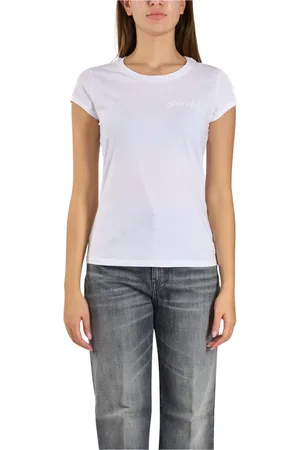Dondup Femme, Tops, Blanc, Taille: 40 FR T-shirt en jersey de coton avec logo brodé