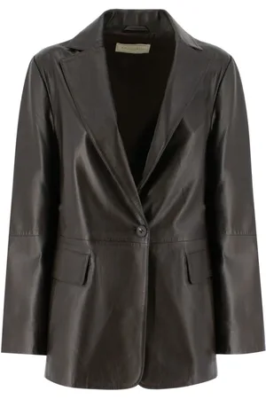 ANTONELLI Femme, Vestes, Brun, Taille: 38 FR Veste en cuir élégante