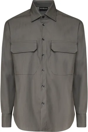 Giuliano Galiano Homme, Chemises, Gris, Taille: 2XL Chemise Life avec Col Italien