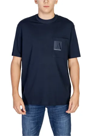 Armani Exchange Homme, Tops, Bleu, Taille: S T-shirt Bleu Uni à Manches Courtes