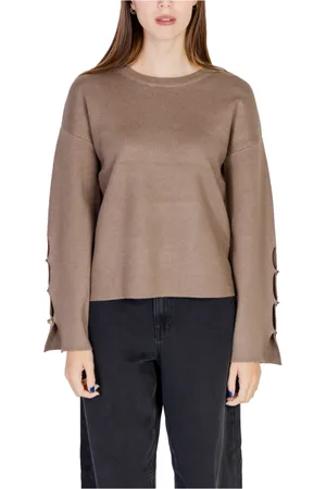 VILA Femme, Pulls, Brun, Taille: 38 FR Pull Marron Col Rond Tricot