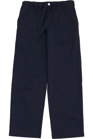 Tekla Femme, Pantalons, Bleu, Taille: 42 FR Bas de Pyjama en Satin Bleu avec Cordon