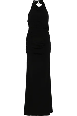 Andamane Femme, Robes, Noir, Taille: 38 FR Robe Maxi Noire Plissée