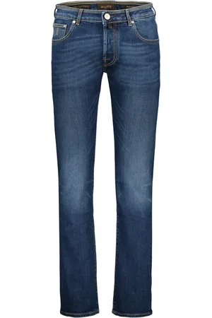 MOORER Homme, Jeans, Bleu, Taille: W35 Jean 5 poches avec détails métalliques