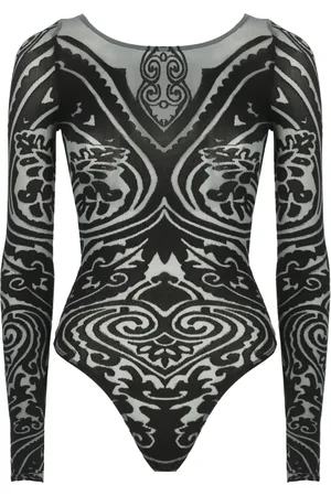 Wolford Femme, Tops, Noir, Taille: 40 FR Haut Noir avec Motif Paisley Tattoo