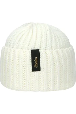 Borsalino Unisex, Accessoires, Blanc, Taille: ONE Size Bonnet Beanie en Laine Côtelée