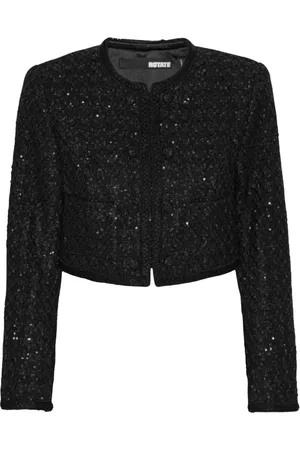 ROTATE Femme, Vestes, Noir, Taille: 42 FR Veste Courte Boucle Chic