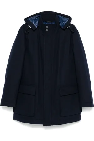 HUGO BOSS Homme, Manteaux, Bleu, Taille: 3XL Manteau en laine avec capuche amovible