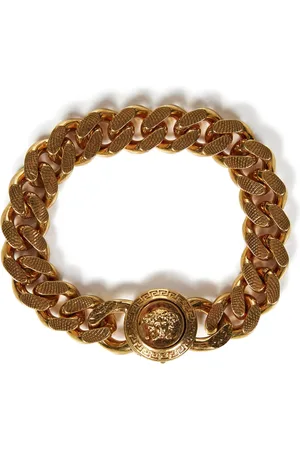 VERSACE Homme, Accessoires, Jaune, Taille: M Bracelet Chaîne Doré avec Fermoir Méduse