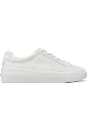 Calvin Klein Femme, Chaussures, Blanc, Taille: 36 EU Baskets à Lacets pour Femmes