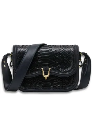 CLARIS VIROT Femme, Sacs, Noir, Taille: ONE Size Sac à bandoulière en python avec détails dorés