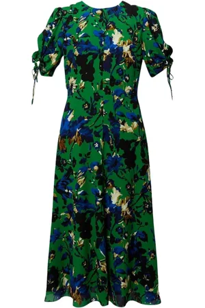 Erdem Femme, Robes, Multicolore, Taille: 40 FR Robe Midi Florale Verte