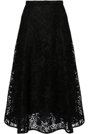 Erdem Femme, Jupes, Noir, Taille: 38 FR Jupe Midi A-line en Dentelle Florale