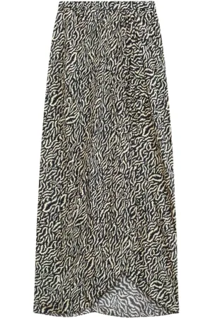 Isabel Marant Femme, Jupes, Noir, Taille: 36 FR Jupe Fluide Imprimée avec Ceinture
