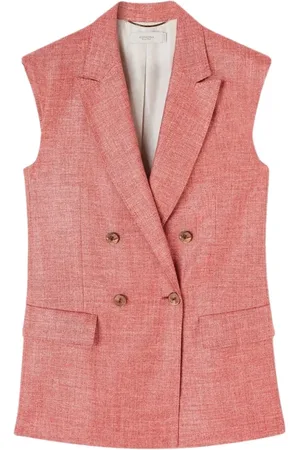 Agnona Femme, Vestes, Rose, Taille: 46 FR Gilet sans manches avec boutons et poches