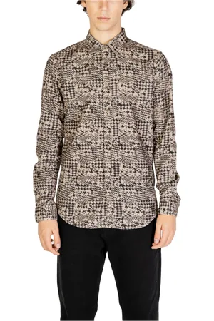 GIANNI LUPO Homme, Chemises, Brun, Taille: M Chemise en Coton à Motif Géométrique