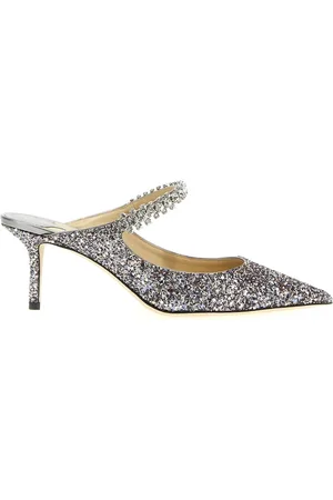 Jimmy Choo Femme, Chaussures, Gris, Taille: 37 EU Escarpins Pailletés Argent Rehaussent Style