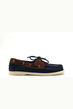 Duca Di Morrone Homme, Chaussures, Bleu, Taille: 41 EU Mocassins en daim bleu/marron Collection Printemps/Été