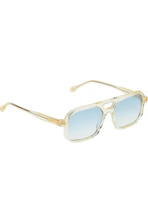 CLARIS VIROT Femme, Accessoires, Jaune, Taille: ONE Size Lunettes de Soleil Vintage Transparentes Verres Bleus