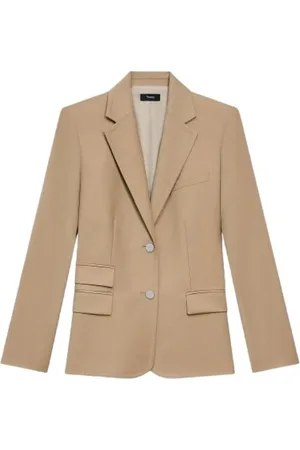 THEORY Femme, Vestes, Brun, Taille: 32 FR Blazer en Flanelle Camel Revers Cranté