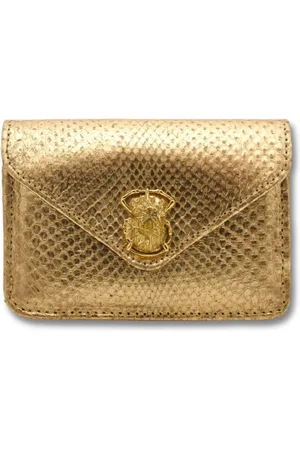 CLARIS VIROT Femme, Sacs, Jaune, Taille: ONE Size Porte-cartes en python avec fermoir scarabée